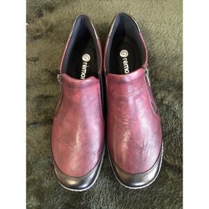 NWOT Remonte Shoes 40 Dark Red Womens Leather Sneaker Loafer Zip Up Tex Casual